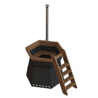 Банный чан 6 граней на подставке с ветрозащитой/печь (Чёрный)